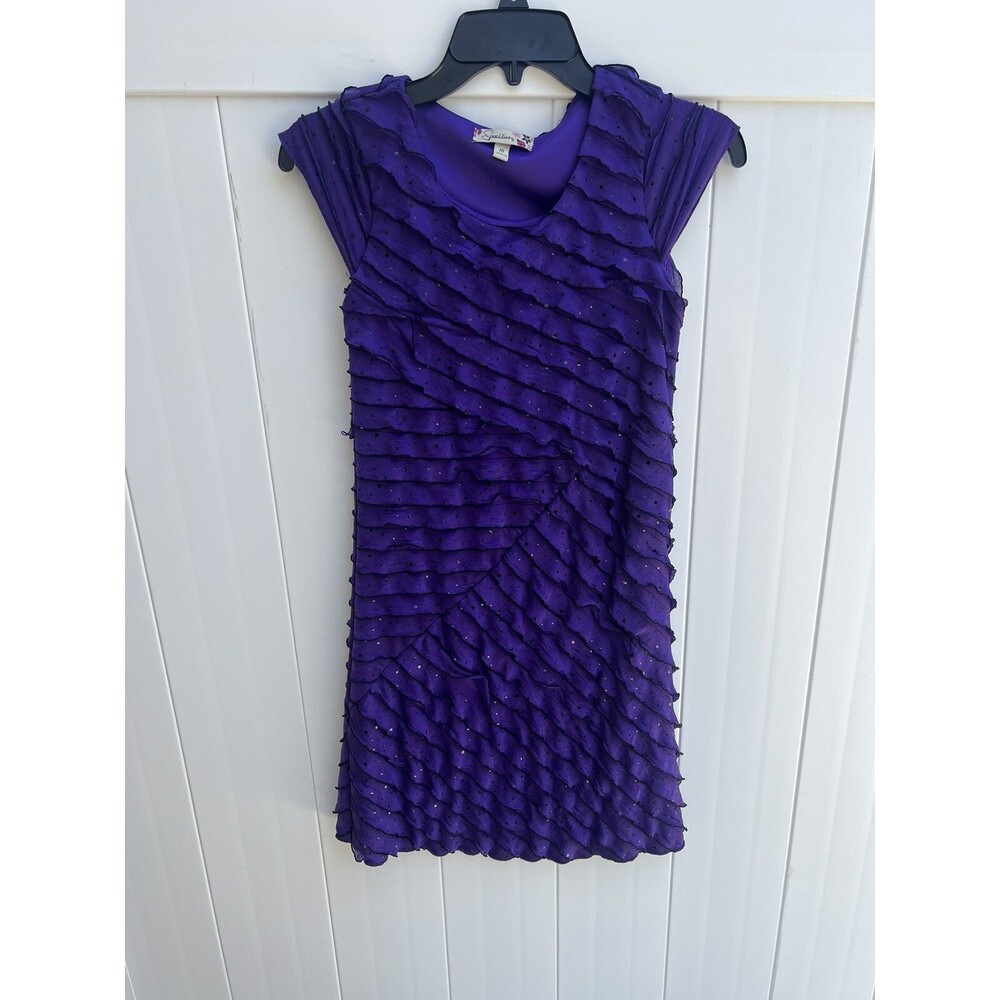 girls Speechless size 16 dress Purple Sequins Ruffles A Line
